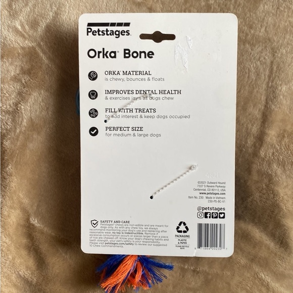 NWT Petstages Orka Bone Rubber bone dog chew toy - Picture 2 of 6